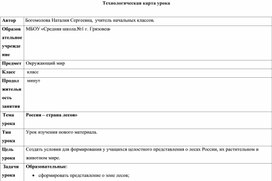 Урок окружающего мира в 4 классе "Россия - страна лесов"