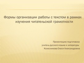 Формы организации работы с текстом в рамках изучения читательской грамотности