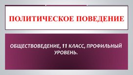 Обложка для материала Презентация "Политическое поведение"
