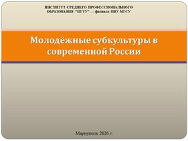 Обложка для материала Молодёжные субкультуры в современной России