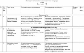 Календарно-тематическое планирование по предмету "Литература" 9 класс