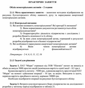 Обложка для материала ПРАКТИЧНІ ЗАНЯТТЯ   Облік нематеріальних активів