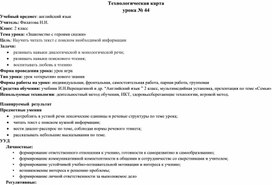 Технологическая карта урока по теме " Знакомство с героями сказки" (2 класс)