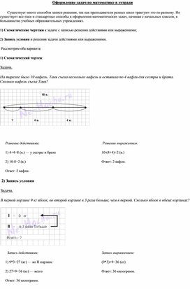 Оформление задач по математике в 5 классе