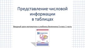 Обложка для материала Представление числовой информации в таблицах