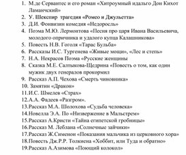 Список литературы на 7 класс по программе В.Ф. Чертова