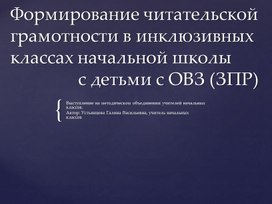 Обложка для материала «Формирование читательской грамотности в инклюзивных классах начальной школы с детьми с ОВЗ (ЗПР)»