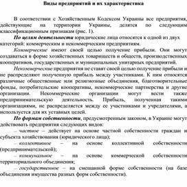 Обложка для материала Виды предприятий и их характеристика