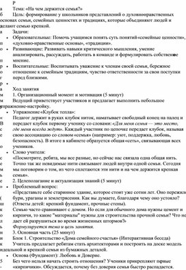 Обложка для материала Занятие по программе "Все о семье". Тема: "На чем держится семья?"