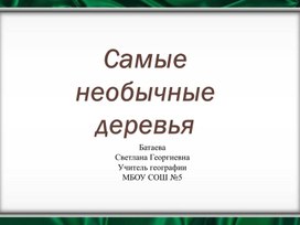 Презентация по географии "Самые необычные деревья"