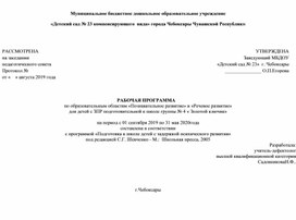 РАБОЧАЯ ПРОГРАММА по образовательным областям «Познавательное развитие» и «Речевое развитие» для детей с ЗПР подготовительной к школе группы № 4 « Золотой ключик»