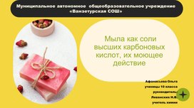 Обложка для материала Выступление по теме:Мыла как соли высших карбоновых кислот, их моющее действие
