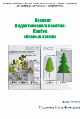 Паспорт дидактического пособия. ЛЭПБУК " ЭТАЖИ ЛЕСА"