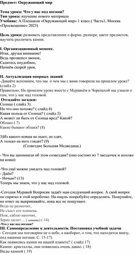 Обложка для материала конспект урока что у нас под ногами