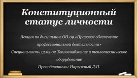 Обложка для материала Презентация на тему «Конституционный статус личности»