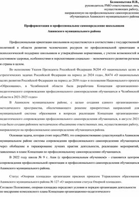 Профориентация и профессиональное самоопределение школьников Ашинского муниципального района