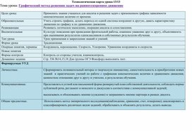 Технологическая карта урока, 9 класс. Решение графических задач на равноускоренное движение.