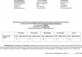 КТП к Рабочей программе по внеурочной деятельности «Занимательный русский язык»