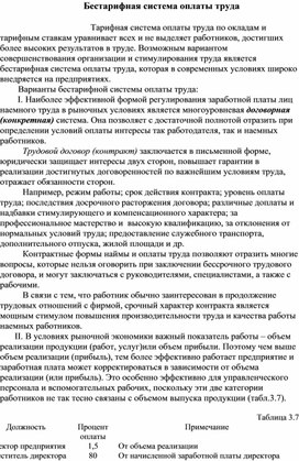 Обложка для материала Бестарифная система оплаты труда