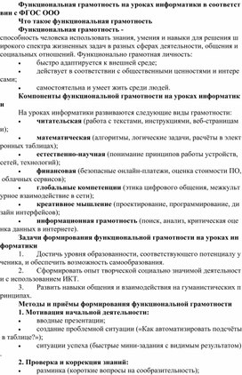 Обложка для материала Функциональная грамотность на уроках информатики в соответствии с ФГОС ООО