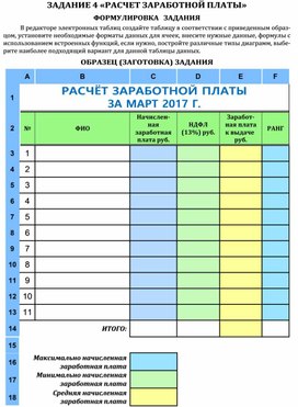 Обложка для материала ЗАДАНИЕ «РАСЧЕТ ЗАРАБОТНОЙ ПЛАТЫ»