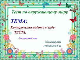 Презентация по окружающему миру. Тема: "Проверка знаний обучающихся". Тестирование.