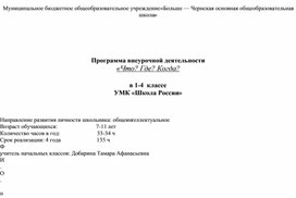 Рабочая программа внеурочной деятельности на тему "Что? Где? Когда?"