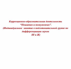 Коррекционно-образовательная деятельность   “Пошипим и пожужжим”. (Индивидуальное  занятие в подготовительной группе по дифференциации звуков  Ш и Ж)