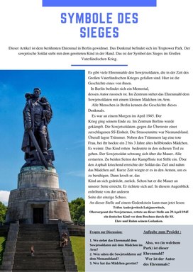 Статья на немецком языке о памятнике советскому солдату в Берлине