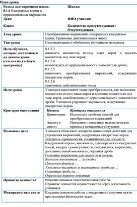 Обложка для материала Урок_7_Преобразования_выражений_План_урока