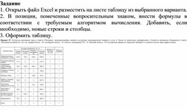 Электронная таблица Microsoft Excel