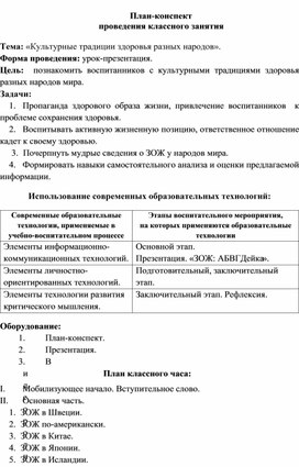 «Культурные традиции здоровья разных народов»