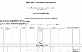 Обложка для материала КТП по русскому языку - 3 класс