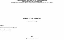Обложка для материала Рабочая программа по физической культуре 3 класс