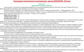 Календарно-тематическое планирование уроков биологии в 10 классе