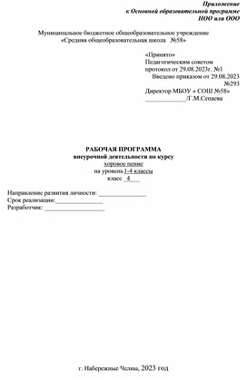 Программа по хору 1-4 класс