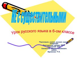 Презентация по русскому языку на тему "Не с существительными" (6 класс)
