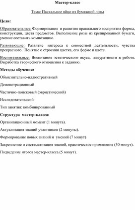 Мастер-класс "Пасхальное яйцо"