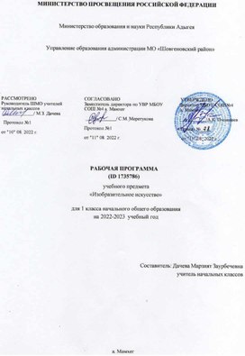 Рабочая программа по ИЗО