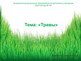 Обложка для материала Презентация для дошкольников "Травы"