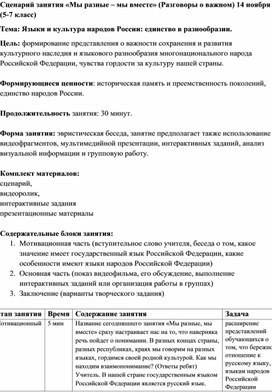 Классный час "Мы разные - мы вместе" (Разговоры о важном) 5-7 класс