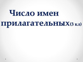Презентация по русскому языку для 3 класса "Число имён прилагательных"