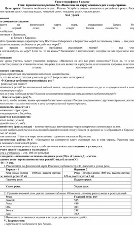 Практическая работа №6 «Нанесение на карту основных рек и озер страны»