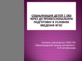 Социализация детей с ОВЗ через до профессиональную подготовку в условиях введения ФГОС