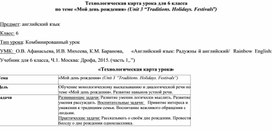 Урок  английского  языка по теме : " Мой  день  рождения"   6 класс