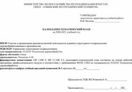 Обложка для материала МДК 02.01 Управление структурноым подразделением. Календарно - тематический план.