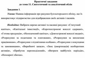 Обложка для материала Практичні завдання до теми 11. Синтетичний та аналітичний облік