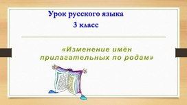 Обложка для материала Презентация к уроку русского языка "Изменение имен прилагательных по родам"