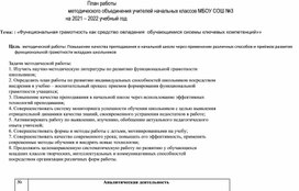 План работы  методического объединения  учителей начальных классов на 2021-2022 год