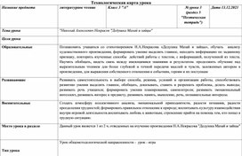 Технологическая карта урока по литературному чтению, 3 класс